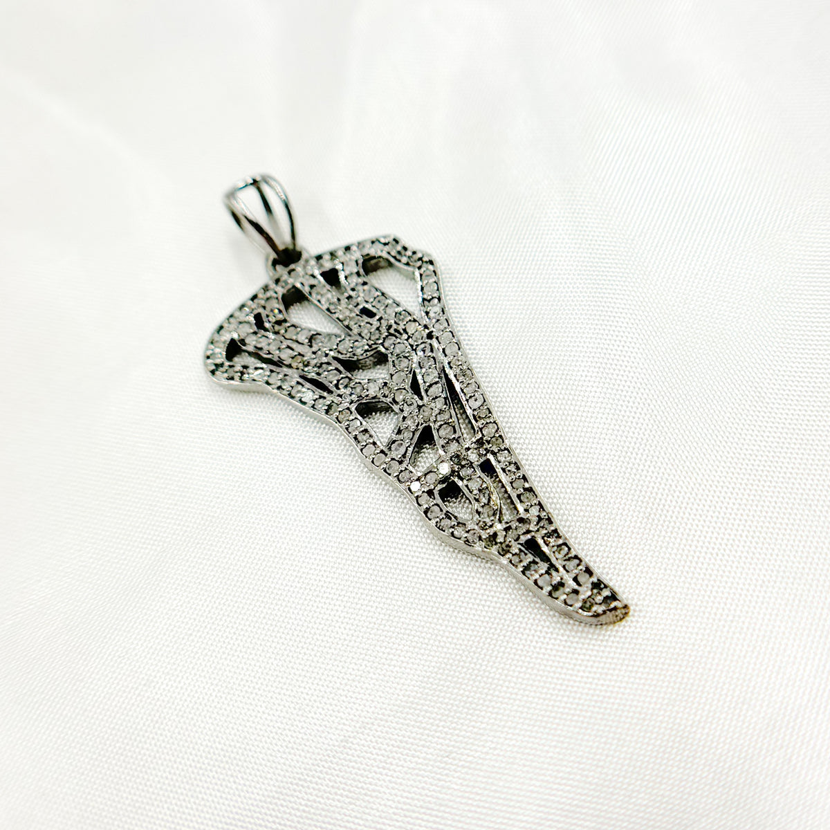 DP08. Diamond Sterling Silver Wing Pendant