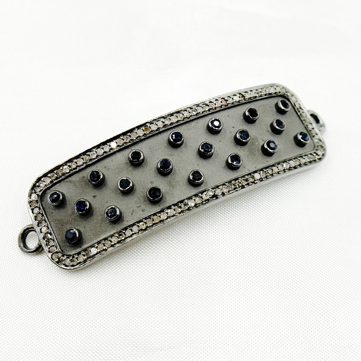 DC165. Diamond & Sterling Silver Rectangle Connector with Gemstone