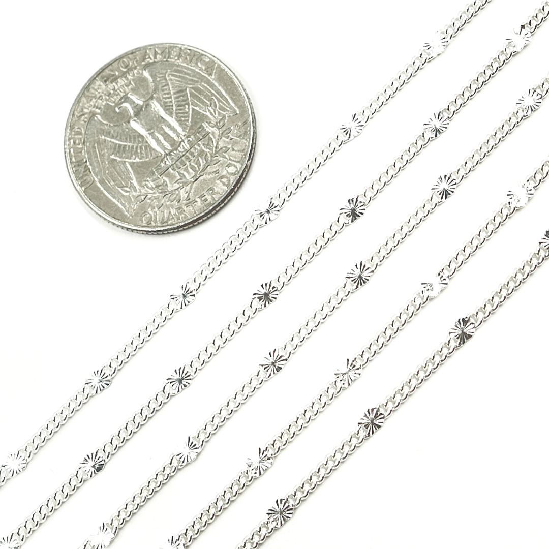 925 Sterling Silver Curb Chain with Diamond Cut Link. 67S5SS