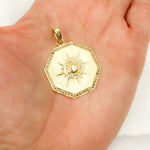 Load image into Gallery viewer, DP748A. Diamond Sterling Silver Octagon Sun Enamel Pendant
