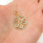 Load image into Gallery viewer, DP729. Diamond Sterling Silver Hexagon Flower Pendant
