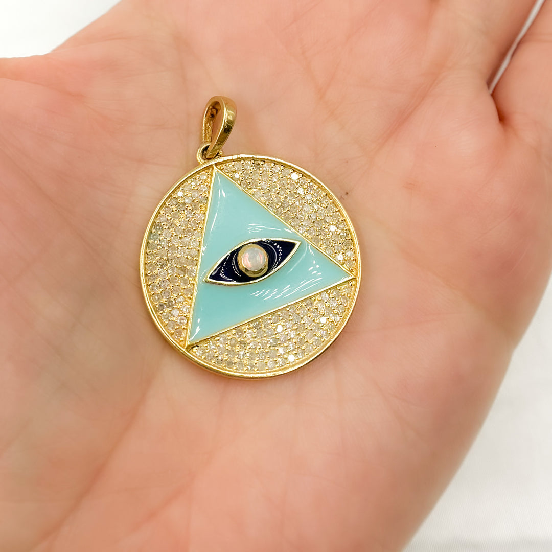 DP677A. Diamond Sterling Silver Round Illuminati Pendant with Gemstone