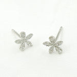 Load image into Gallery viewer, 14K Solid Gold Diamond Flower Studs. ER413387
