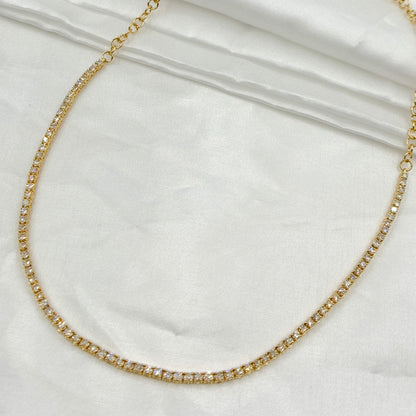 NFR71713. 14K Solid Gold Diamond Tennis Choker Necklace