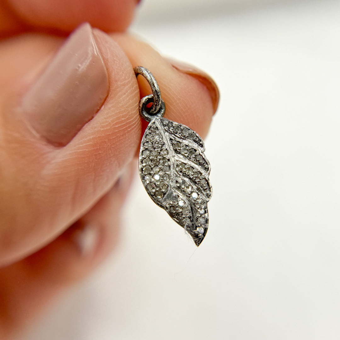 DC444. Diamond Sterling Silver Leaf Charm