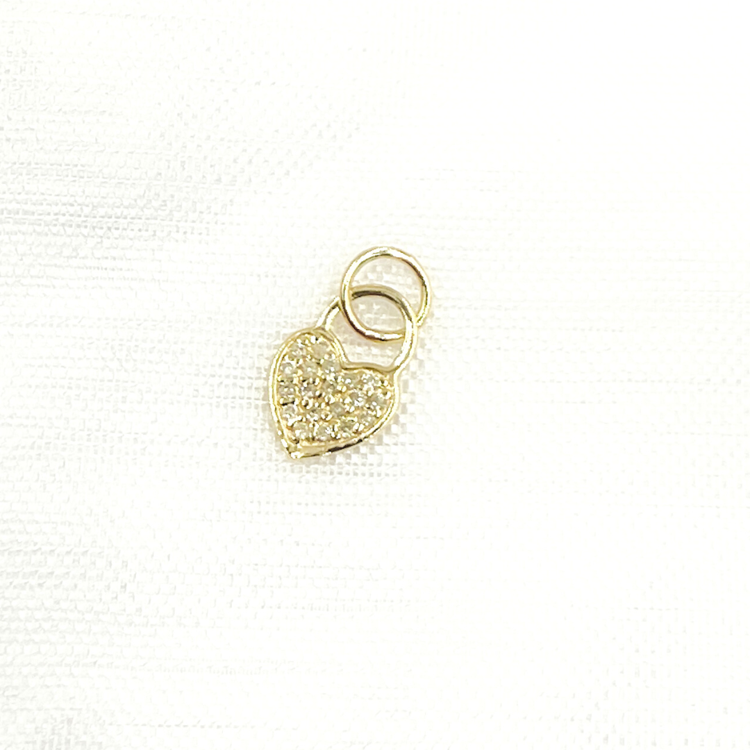 14K Solid Gold Diamond Heart Charm. GDP447