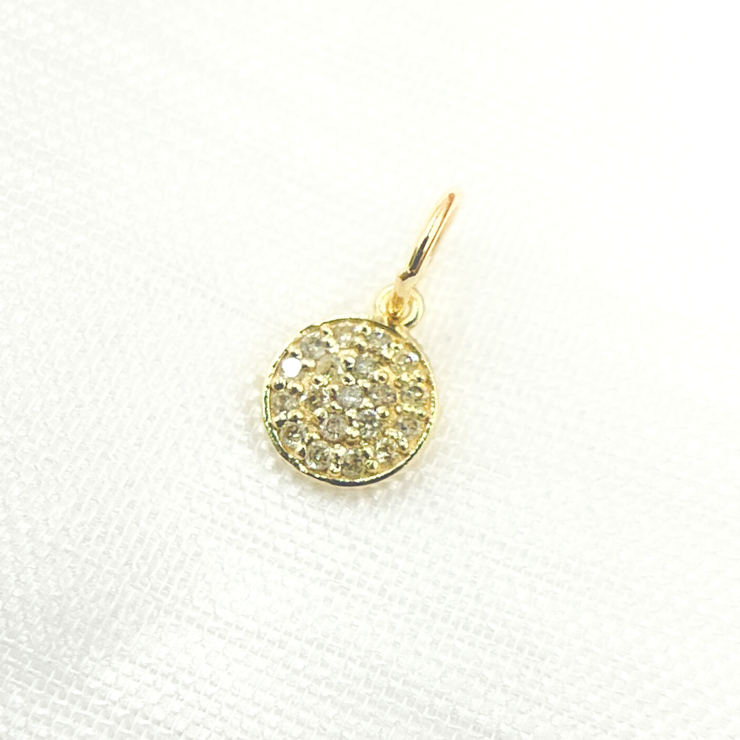 14K Solid Gold Diamond Circle Charm. GDP441