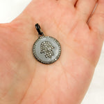 Load image into Gallery viewer, DP458A. Diamond Sterling Silver Round Hamsa Enamel Pendant
