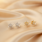 Load image into Gallery viewer, EFD53686. 14K Solid Gold Flower Diamond Studs
