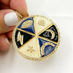 Load image into Gallery viewer, DP534A. Diamond Sterling Silver Lucky Round Enamel Pendant
