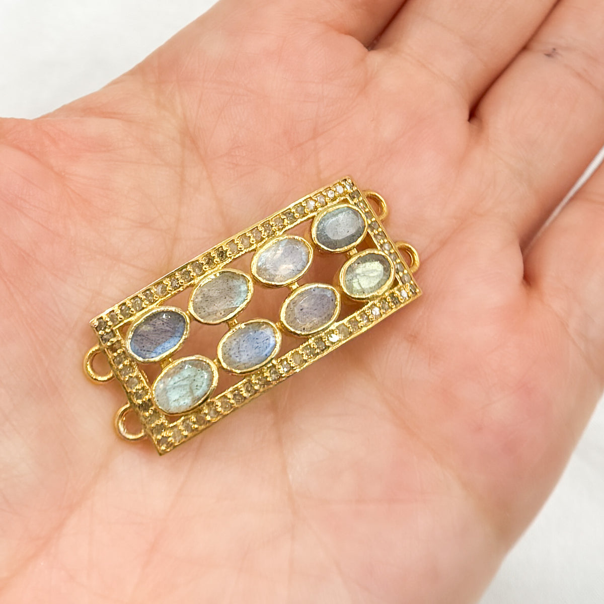 Diamond Sterling Silver Connector with Gemstones