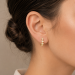 Load image into Gallery viewer, EHD57448. 14k Solid Yellow Gold Diamond Fancy Hoop Earrings