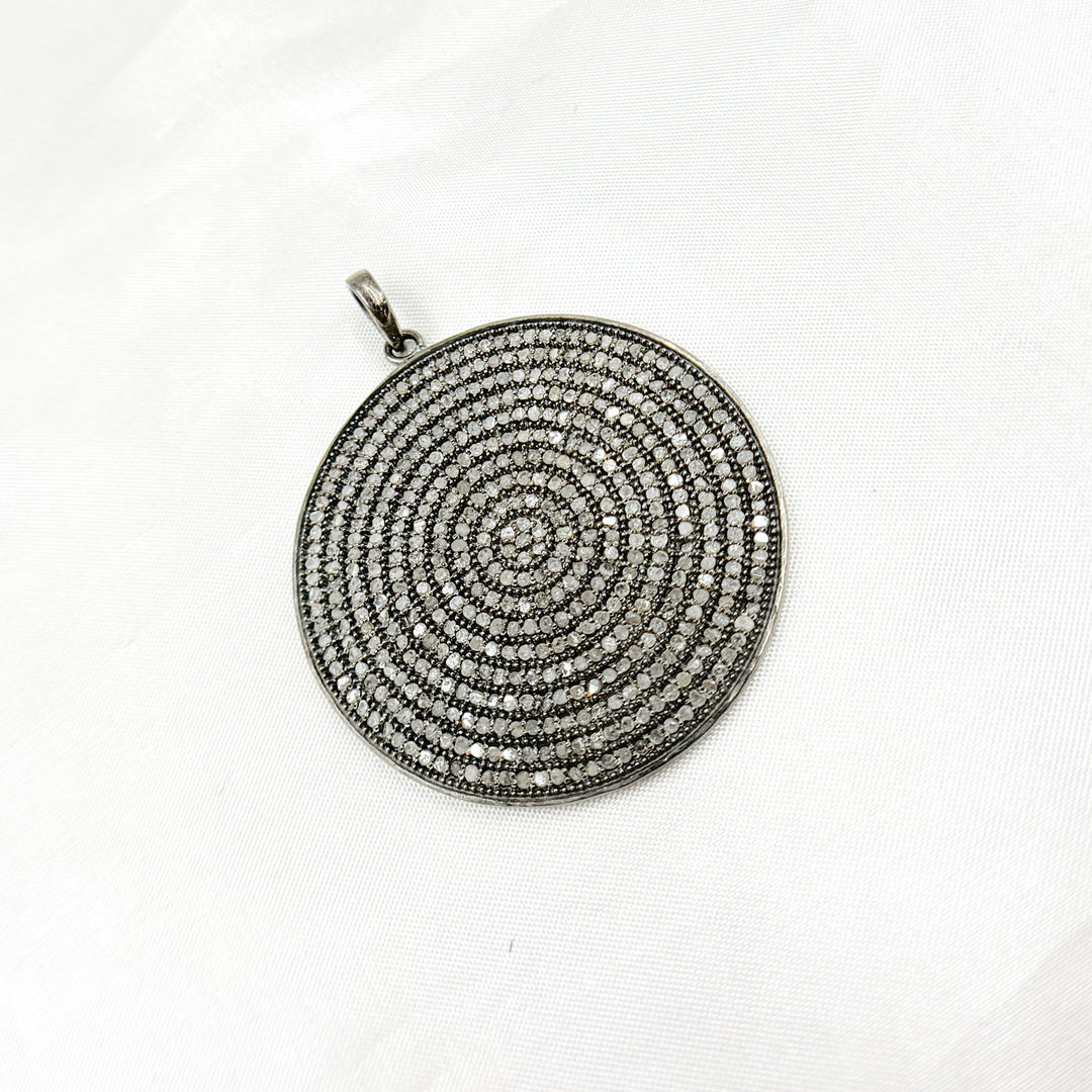 DP014. Diamond Sterling Silver Round Pendant