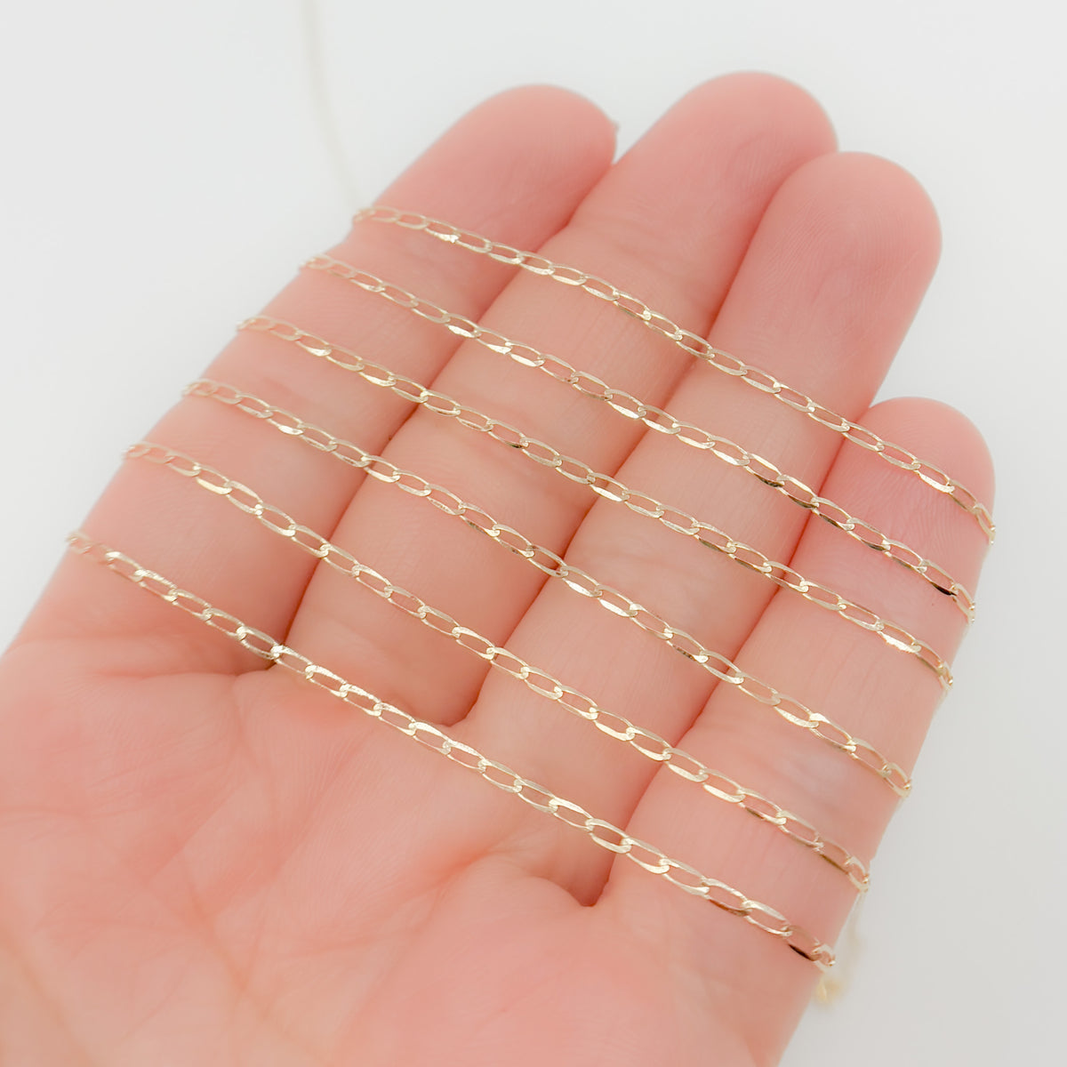14K Solid Yellow Gold Flat Open Curb Chain