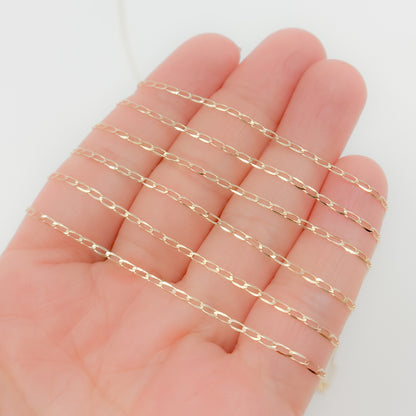 14K Solid Yellow Gold Flat Open Curb Chain