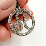 Load image into Gallery viewer, DC311. Diamond Sterling Silver Round Leo Zodiac Pendant
