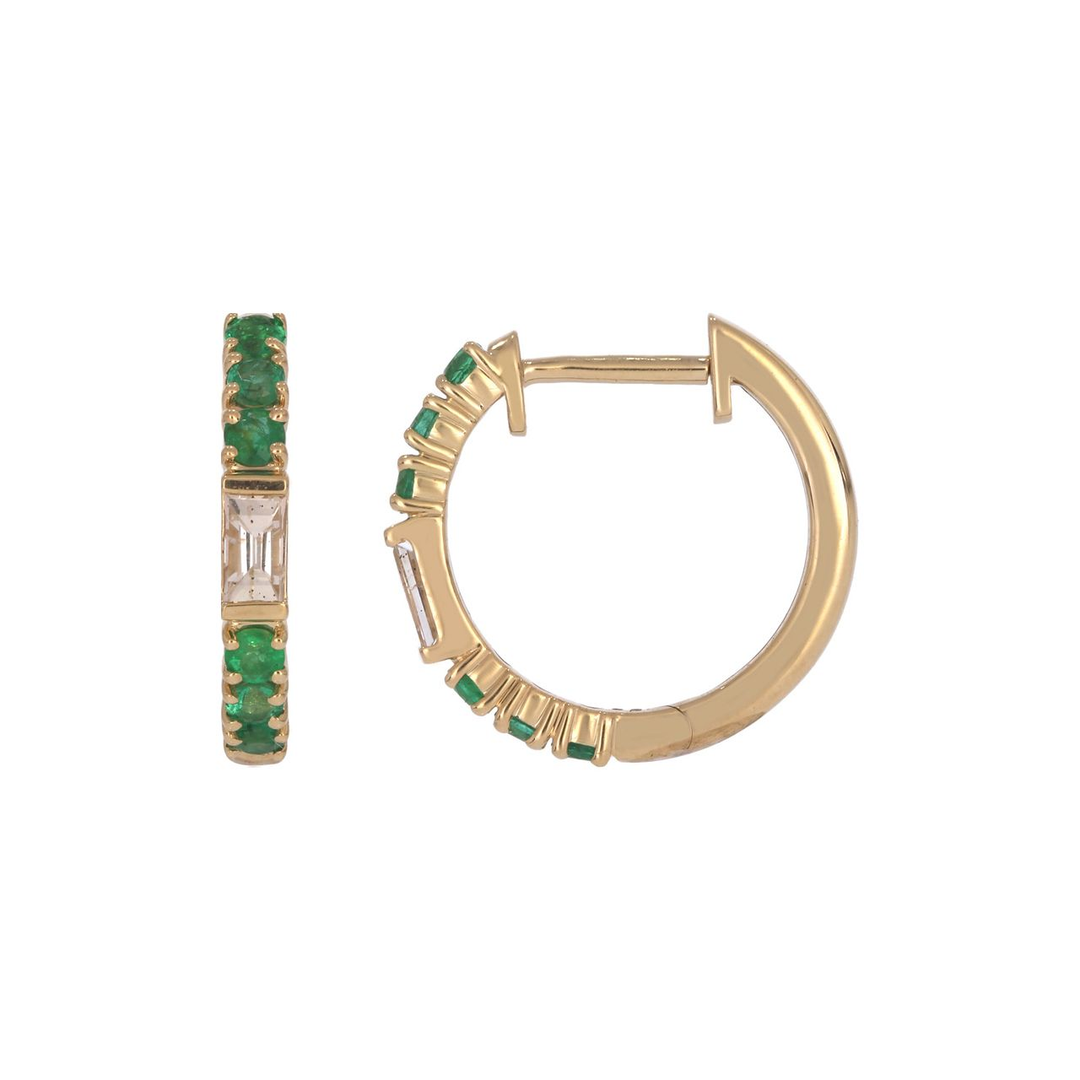 EHE57441. 14K Solid Gold Diamonds and Gemstone Hoops
