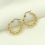 Load image into Gallery viewer, GER145. 14K Solid Gold Textured Hoop
