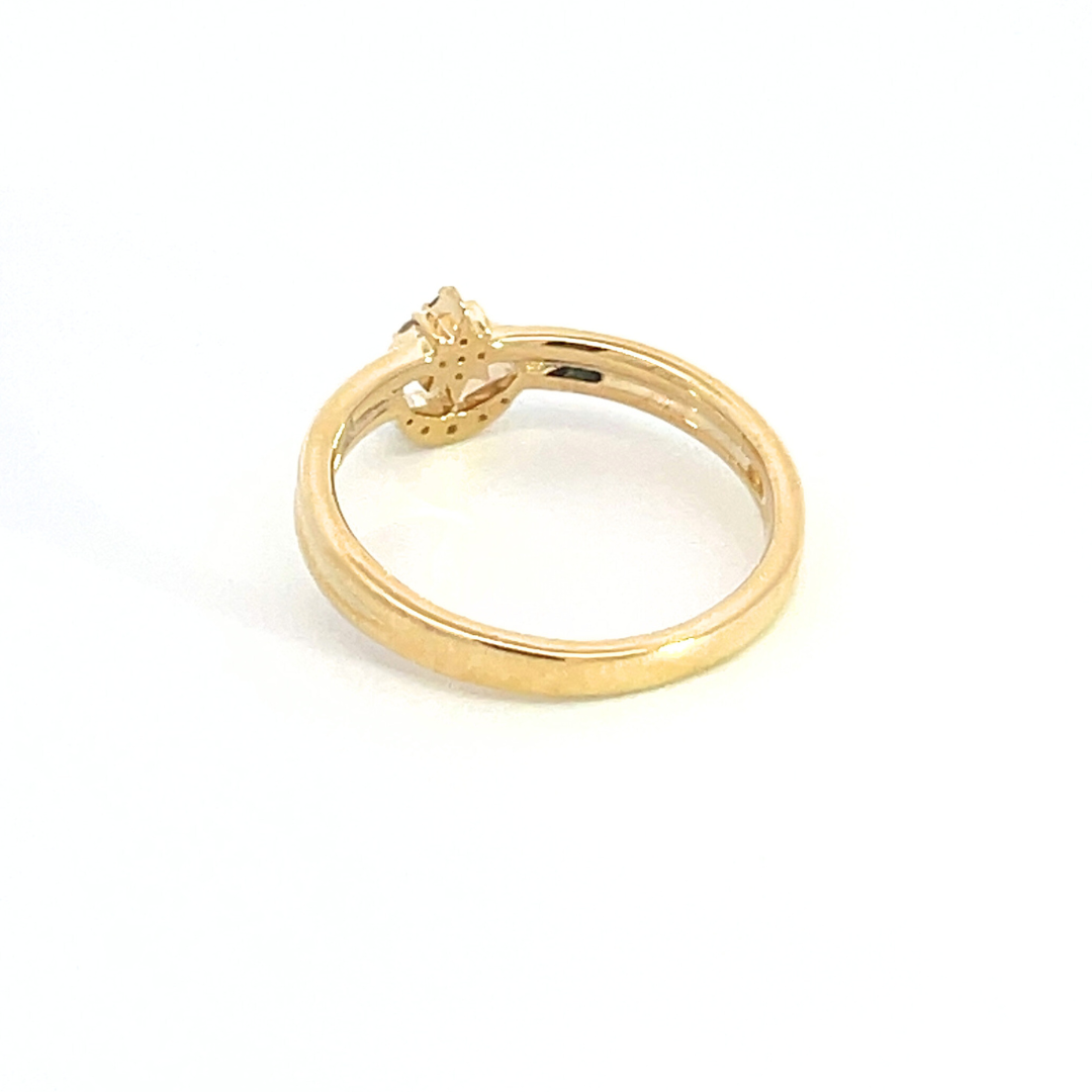 14k Solid Yellow Gold Diamond Moon and Star Ring.