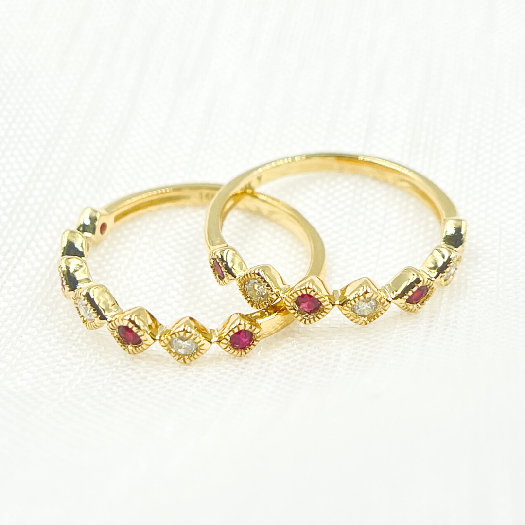 14K Solid Gold Diamond & Ruby Ring. RAC00547RU