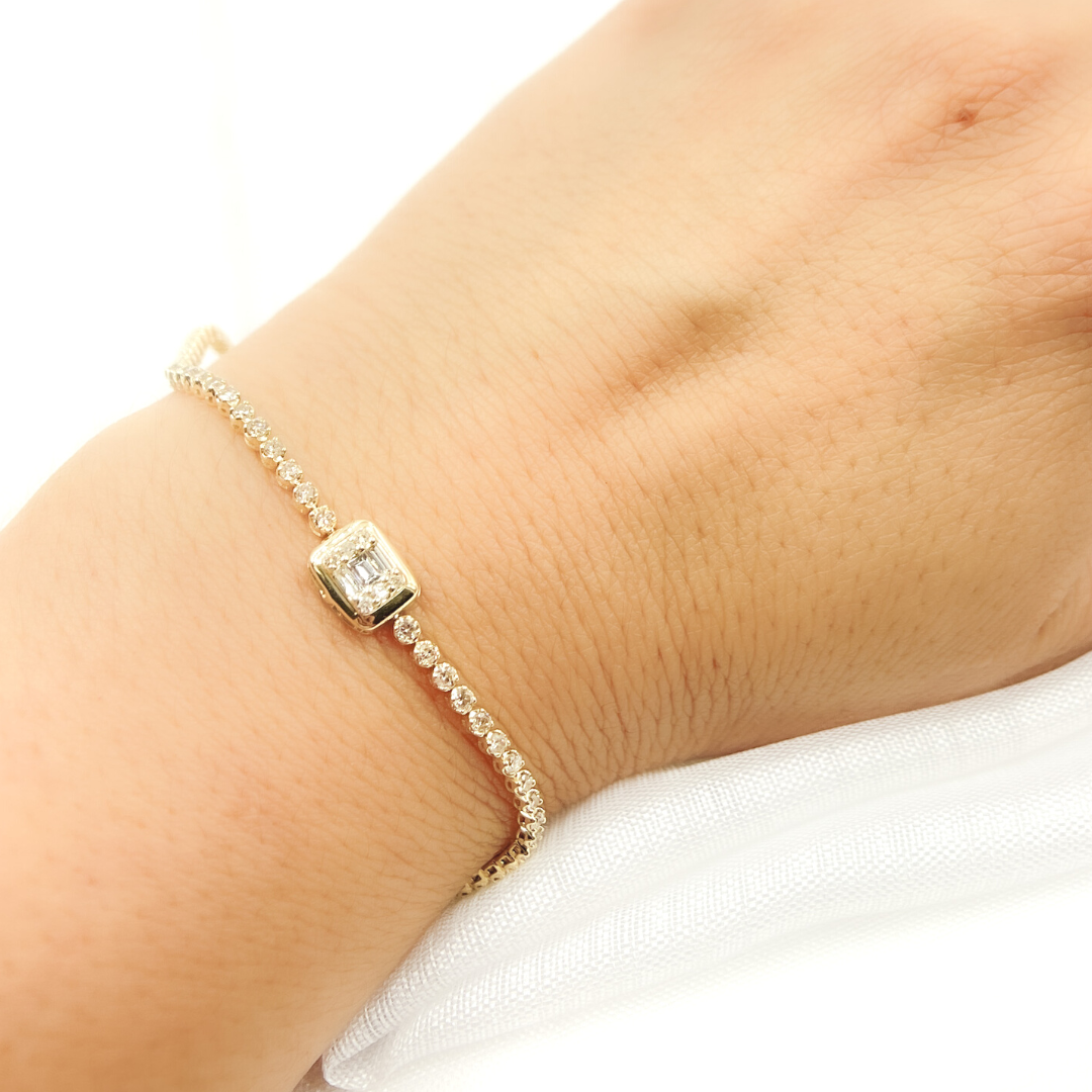 14k Solid Gold Diamond Bracelet. TJ0017