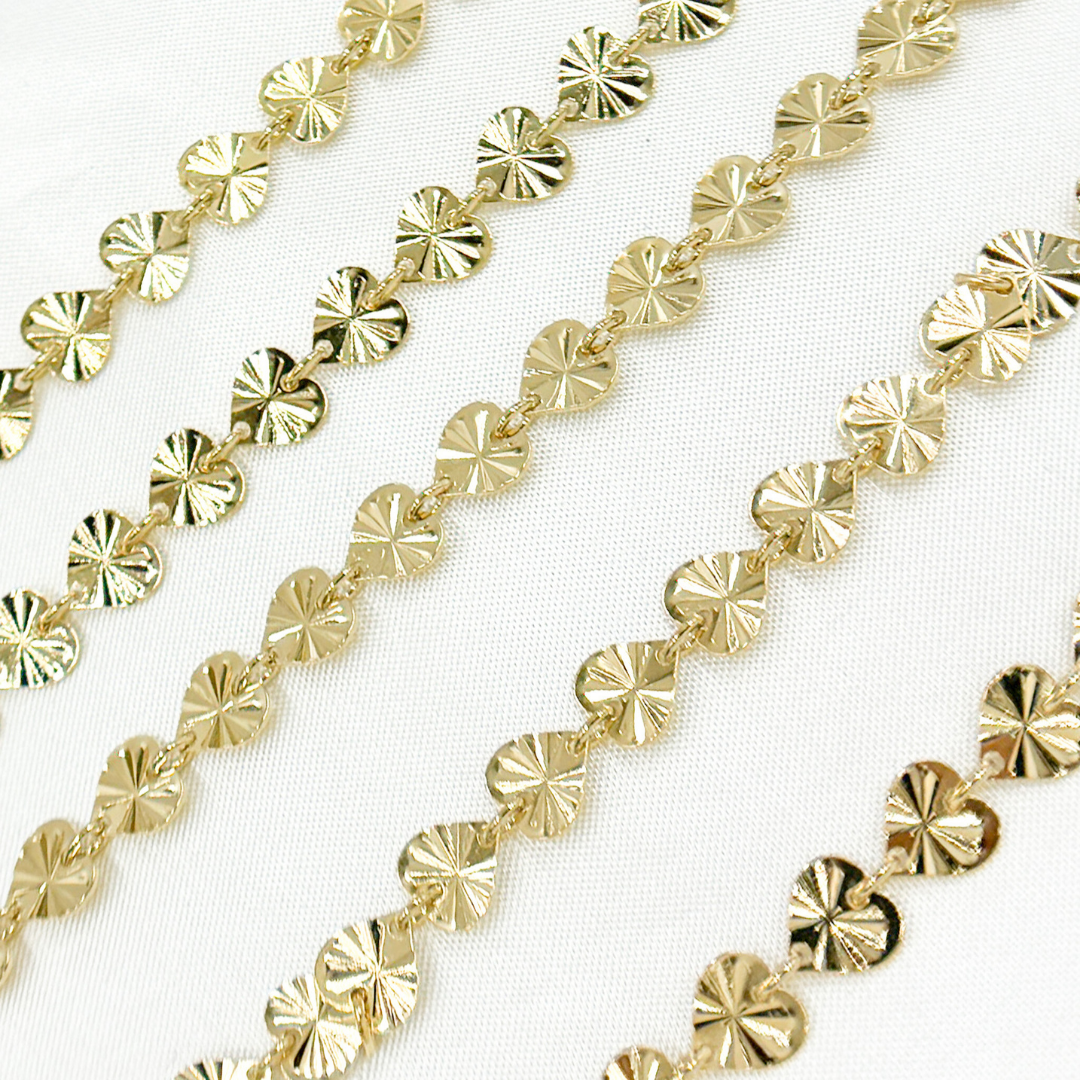 V129GP. Gold Plated 925 Sterling Silver Diamond Cut Heart Chain