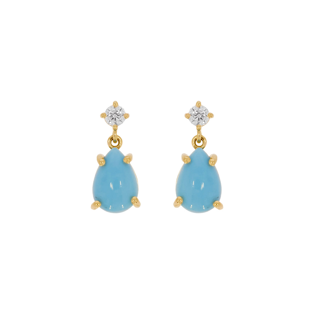 CE97072TQ7X5. 14K Solid Gold Turquoise Drop Dangle Earrings