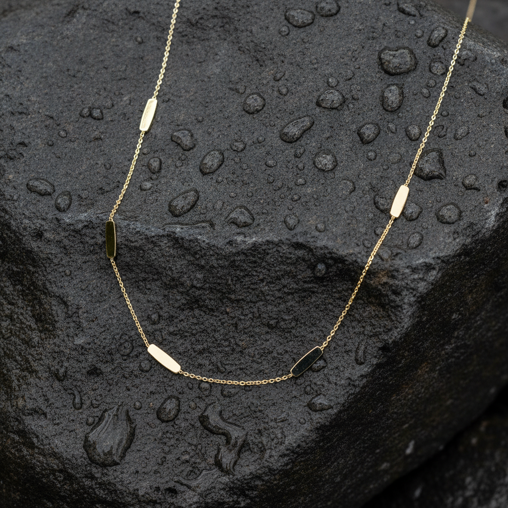 NK/BR4900. 14k Solid Yellow Gold Bars Link Necklace