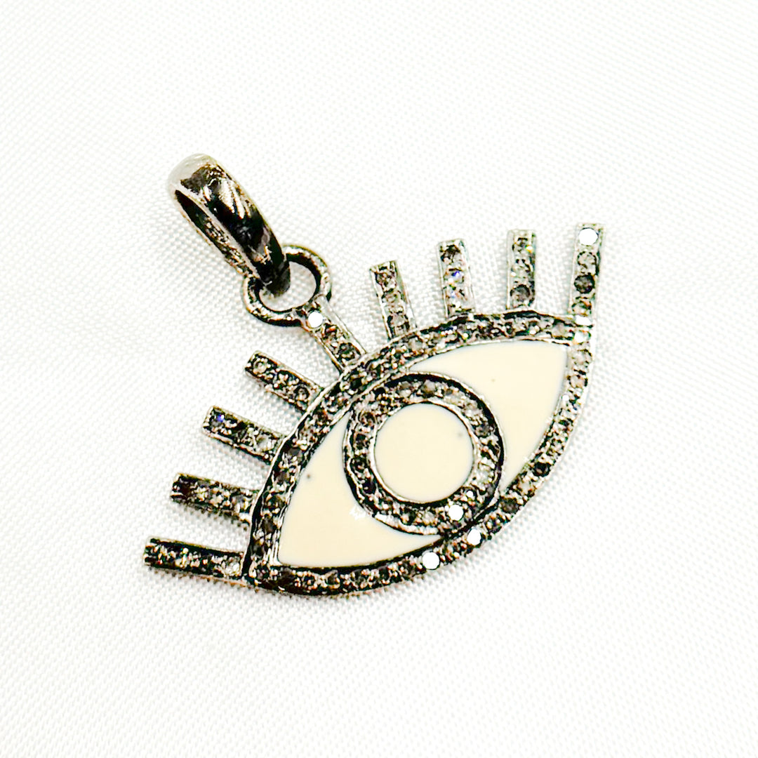 DP567A. Diamond Sterling Silver Eye Enamel Pendant