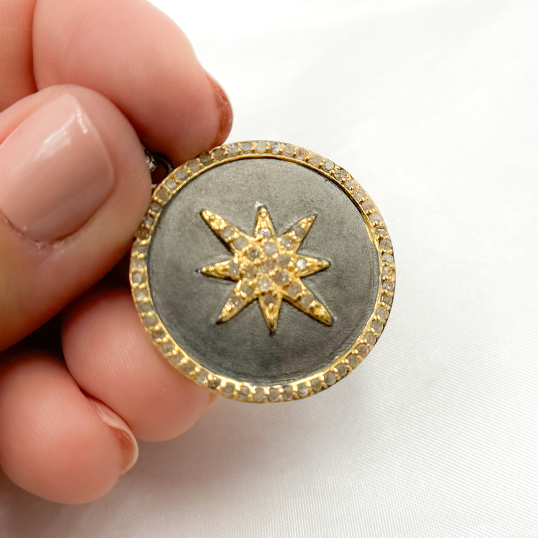 Silver Rounded Star Buy Diamond Sterling Silver Round Star Pendant