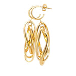Load image into Gallery viewer, 15850023044. 14K Solid Gold Twist Triple Oval Hollow Dangle Earrings

