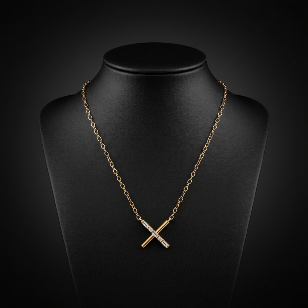 NFA71999. 14K Solid Gold Diamond Necklace