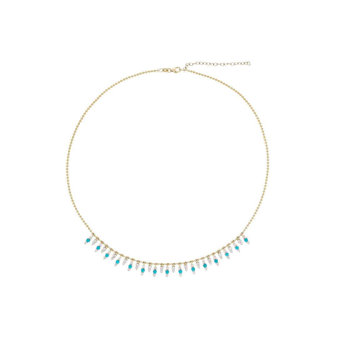 NFL71707. 14K Solid Gold Diamond and Gemstone Necklace