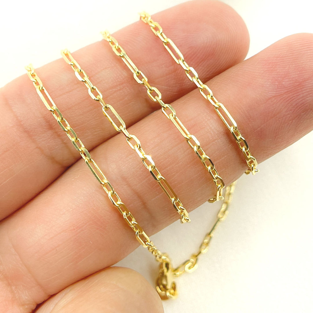 050FA5CLT5. 14K Solid Yellow Gold Diamond Cut Cable Link Chain