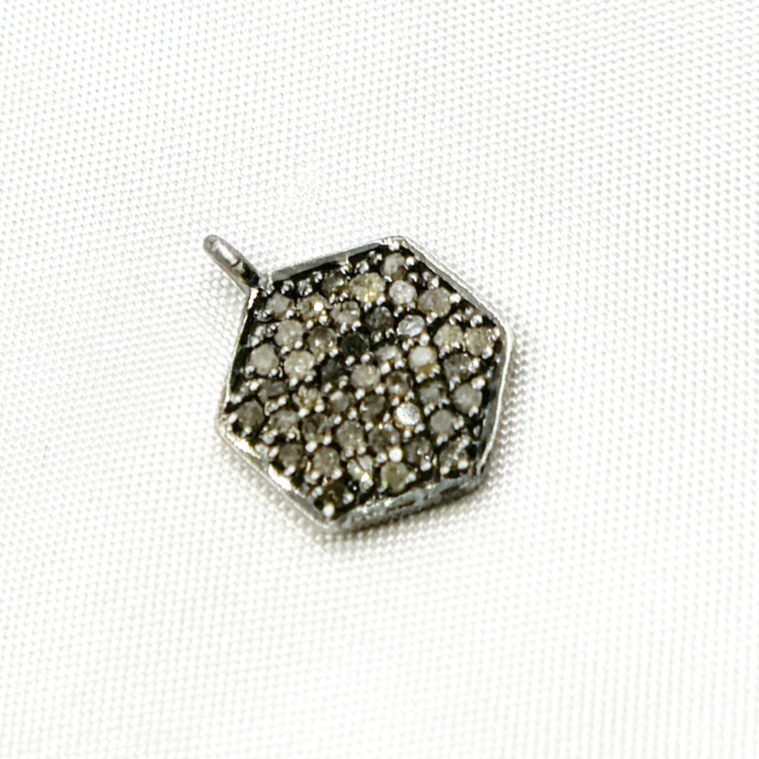 DC415. Diamond Sterling Silver Hexagon Charm