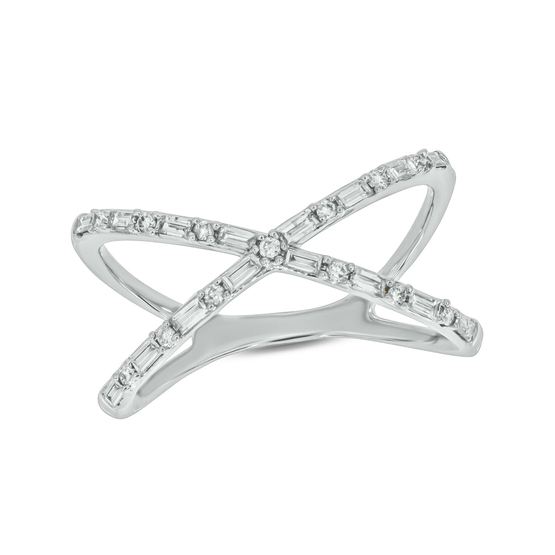 14k Solid Gold Diamond Criss Cross Ring. RFF16001