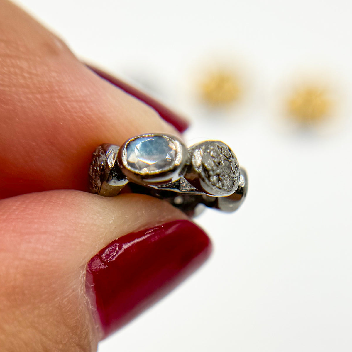 DC747. Diamond Sterling Silver Spacer Bead with Gemstone
