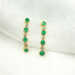 Load image into Gallery viewer, 14K Solid Gold Diamond &amp; Emerald Dangle Earrings. EFD52175EM
