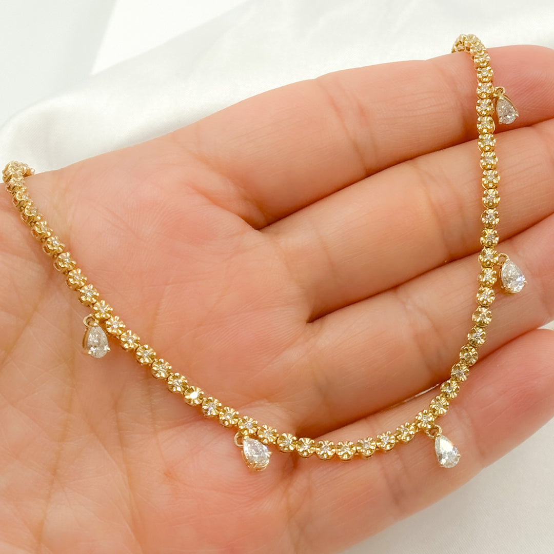 14K Solid Gold Diamond Necklace. NFM70721