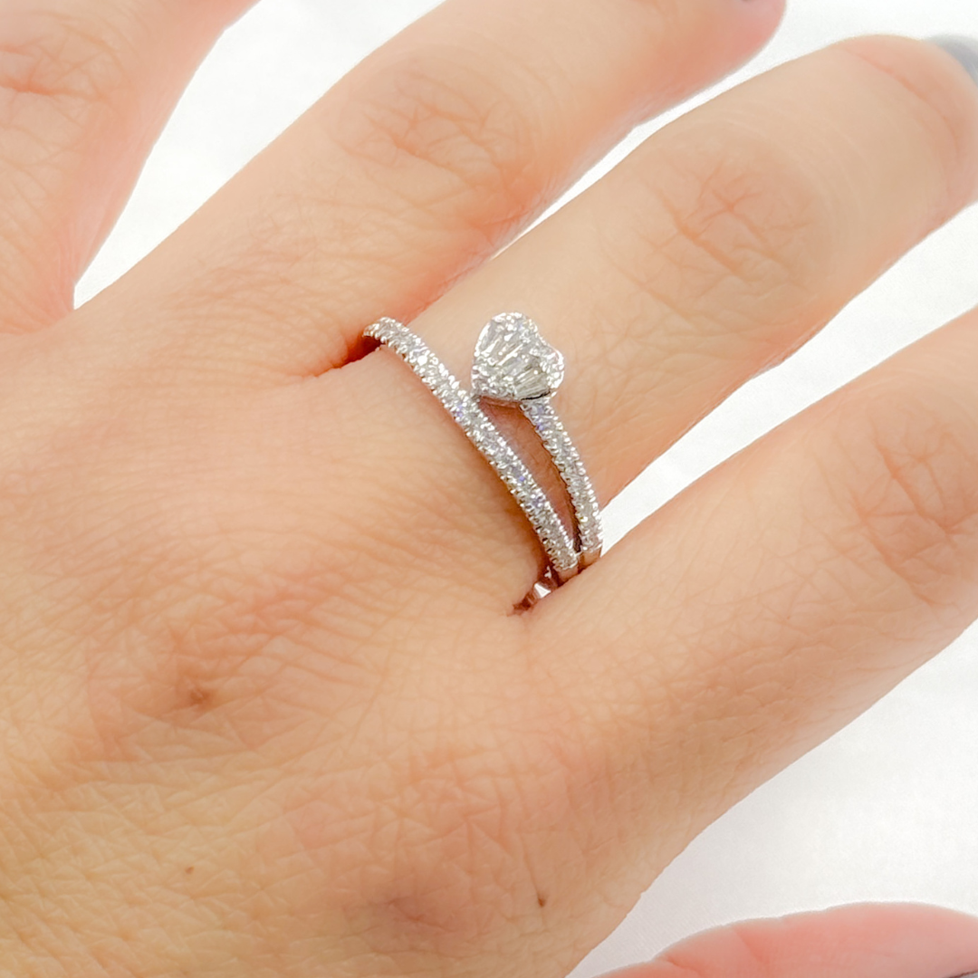 14k Solid Gold Double Band Heart Ring.