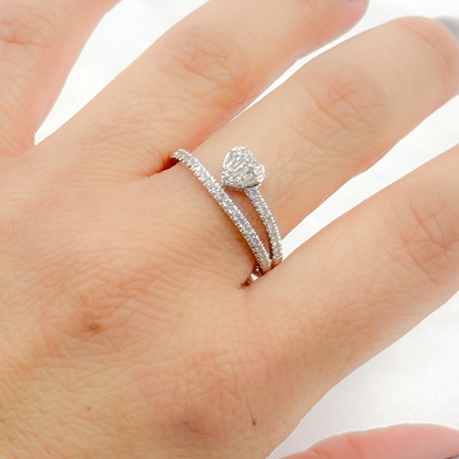 14k Solid Gold Double Band Heart Ring.