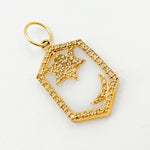 Load image into Gallery viewer, GDP583. 14K Solid Gold Star and Moon Rectangle Pendant