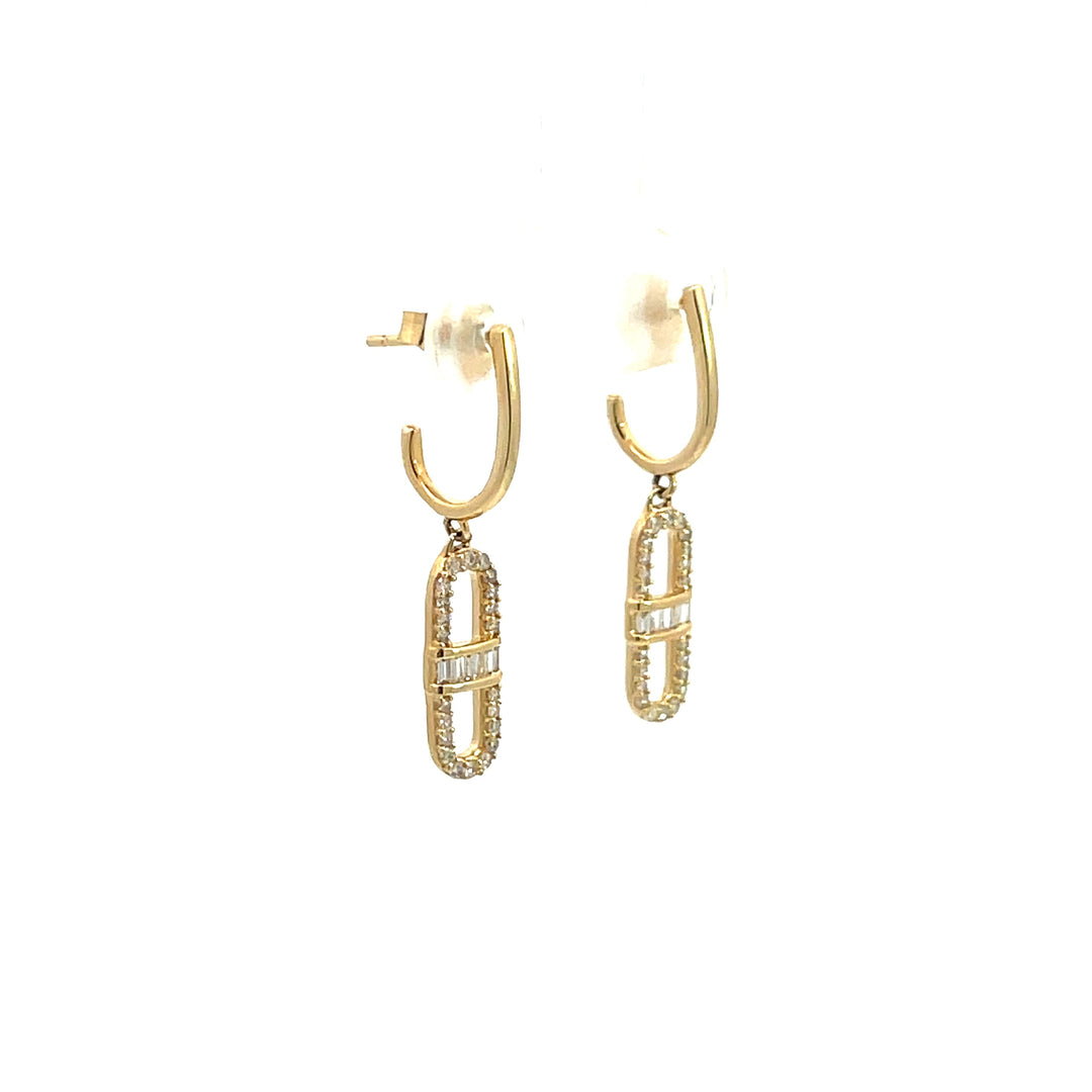 14K Solid Gold and Diamonds Link Earrings. EFE52048