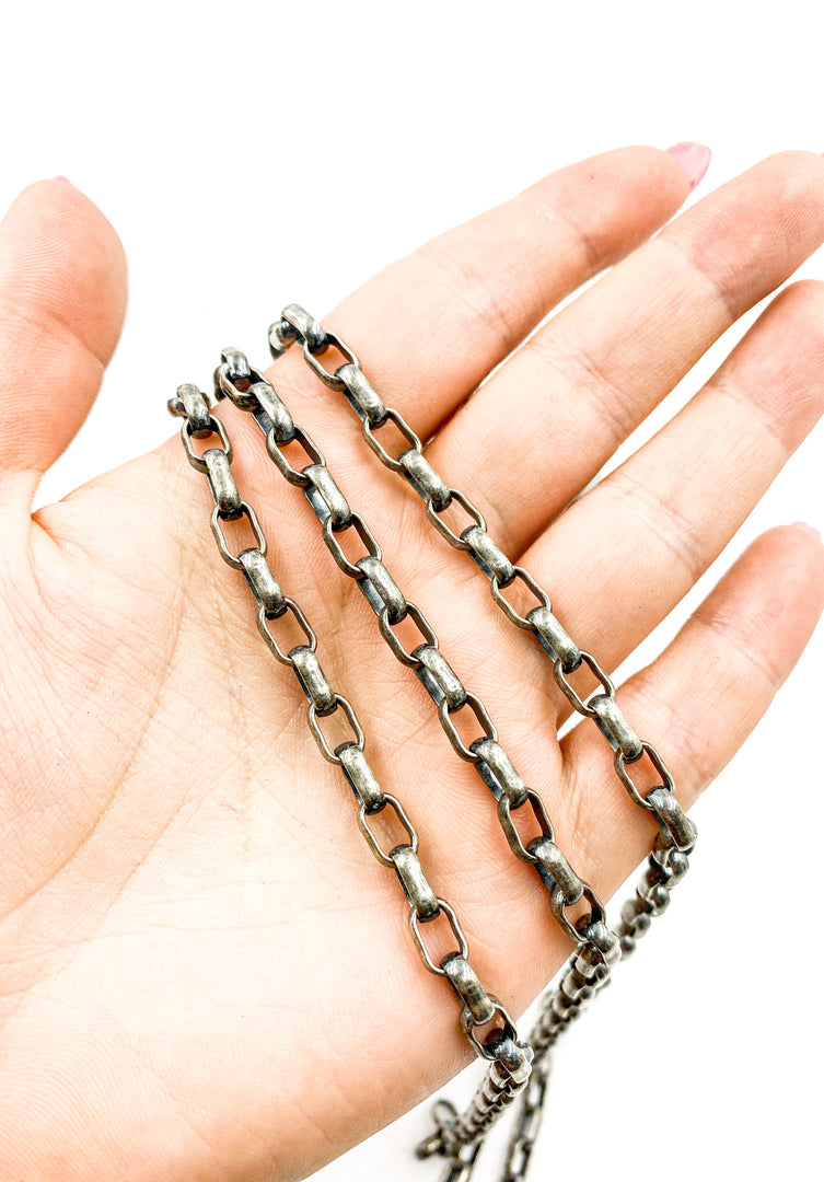 Oxidized 925 Sterling Silver Round Box Chain. 921OX