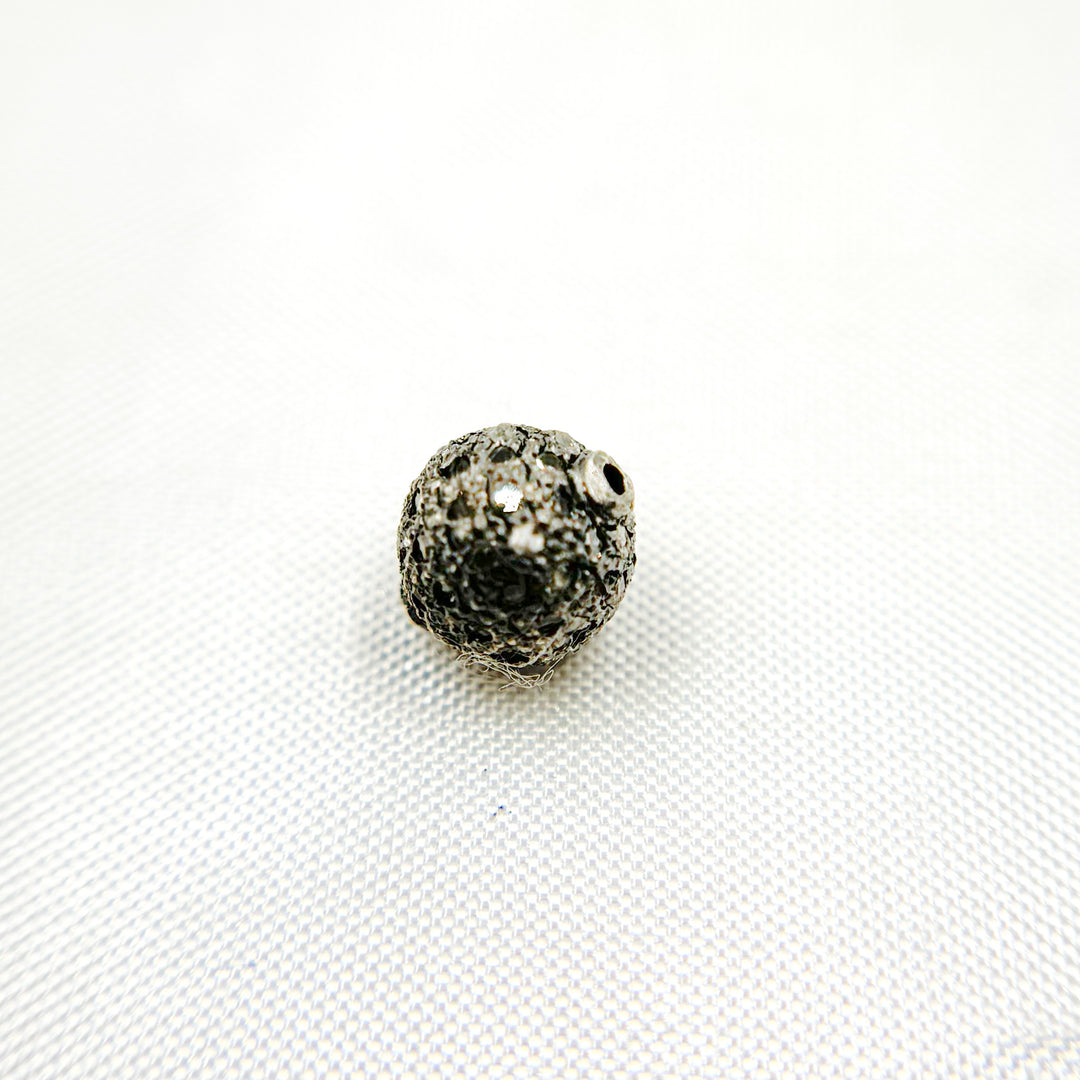 DC171. Diamond Sterling Silver Round Bead