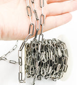 Load image into Gallery viewer, 925 Sterling Silver &amp; Black Rhodium Plated Link Paperclip Chain. 169SB
