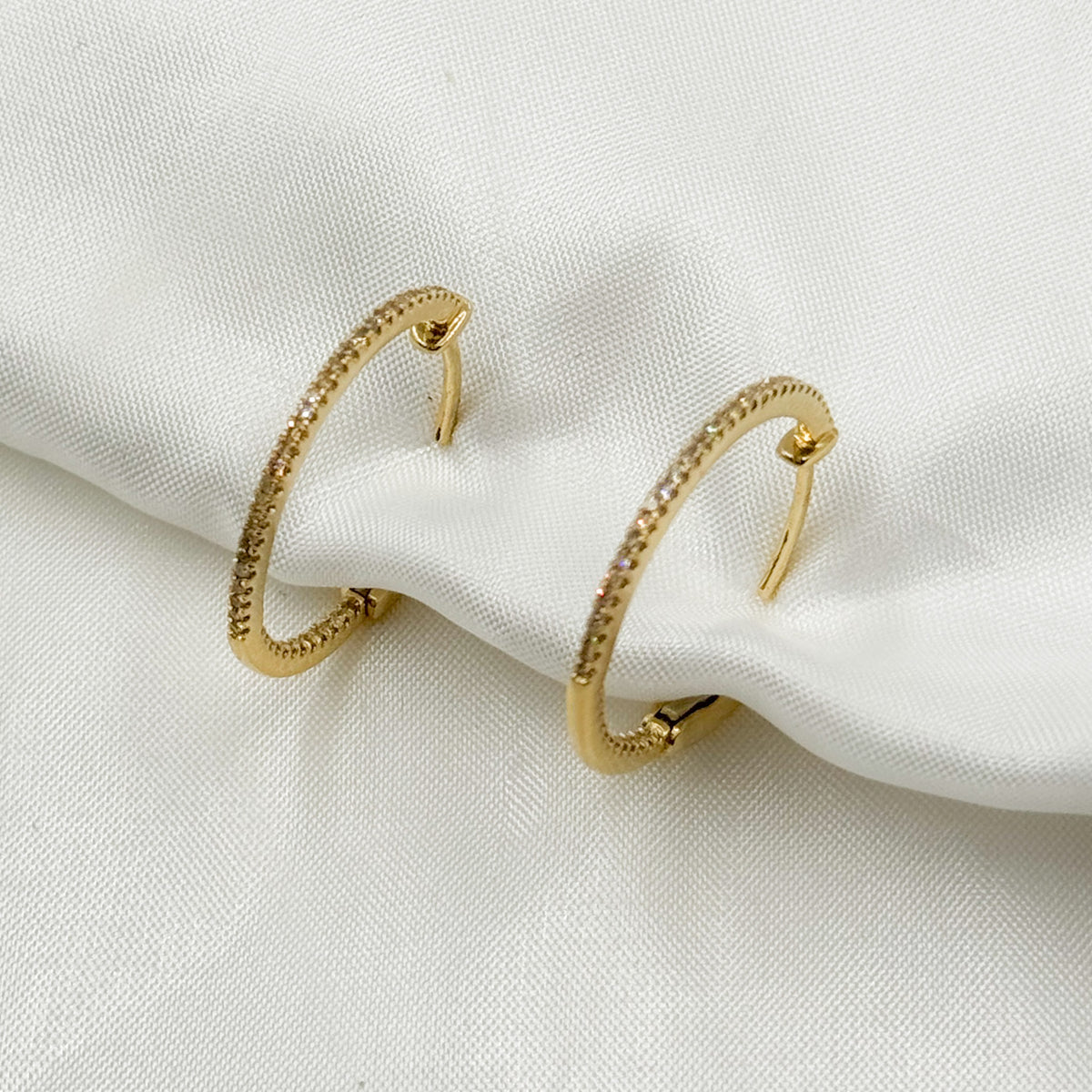 EHE56120. 14k Solid Gold Diamond Hoops
