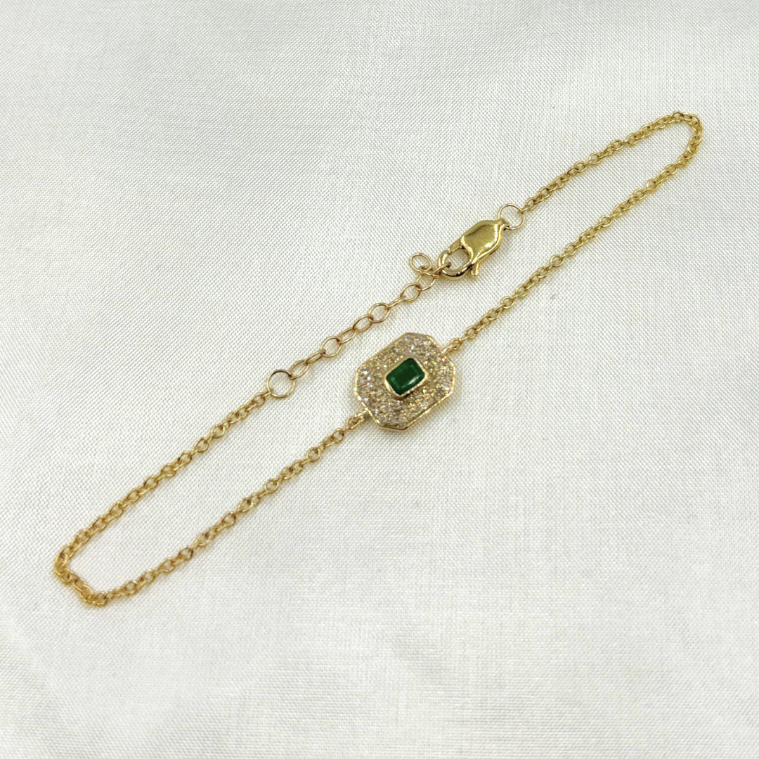 14k Solid Gold Diamond and Gemstone Bracelet. BFK60619EM