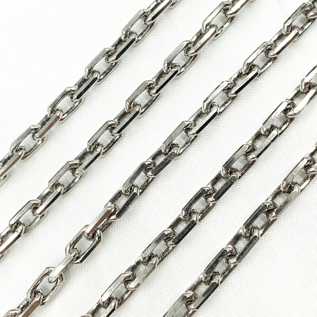 Z102OX. Oxidized Sterling Silver Diamond Cut Oval Link Chain