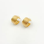Load image into Gallery viewer, 15850018990. 14K Solid Gold Ribbed Hollow Hoop Earrings
